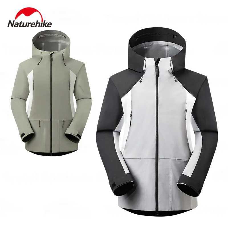 Naturehike Waterproof Hooded Jacket Climbing Clothes Hardshell Coat Patchwork Outer Protective Layer Camping Windbreaker HikingT250311