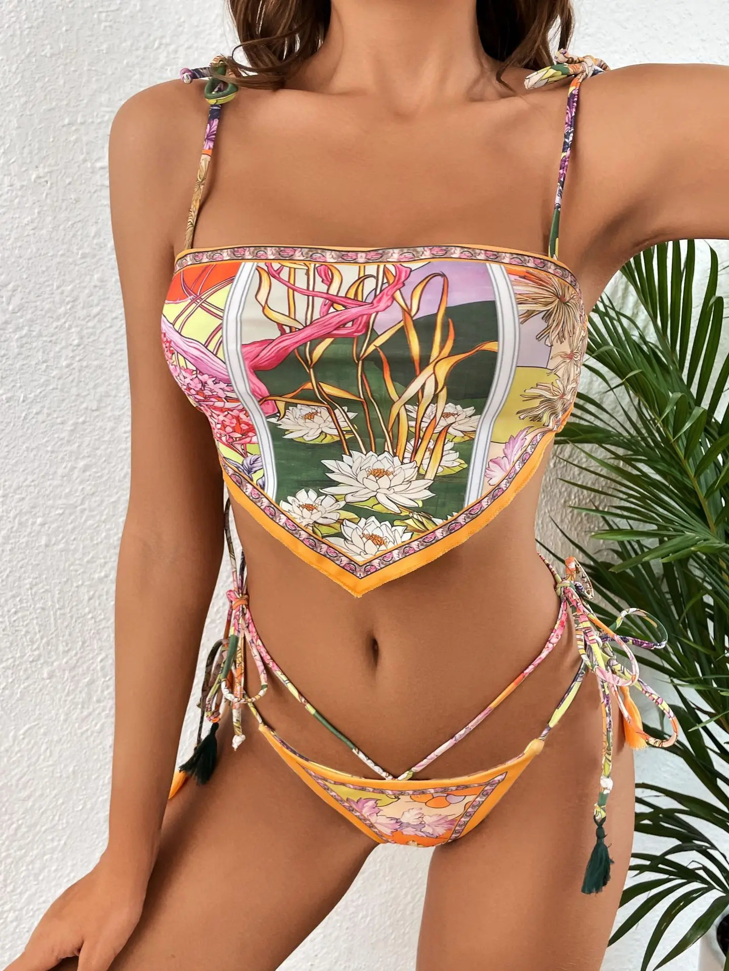 Sexy Bikini Women Print Brazilian Set Halter Backless Swimsuit Swim Wear Dot bikini female 250310