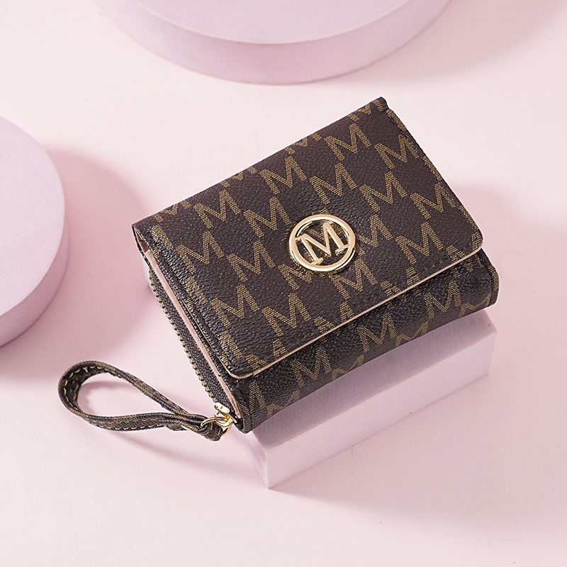 2025 Women s New Three Fold Zipper Coin Purse Simple And Fashionable Designer Old Color Pattern Multifunctional Card Bag Mini Handbag