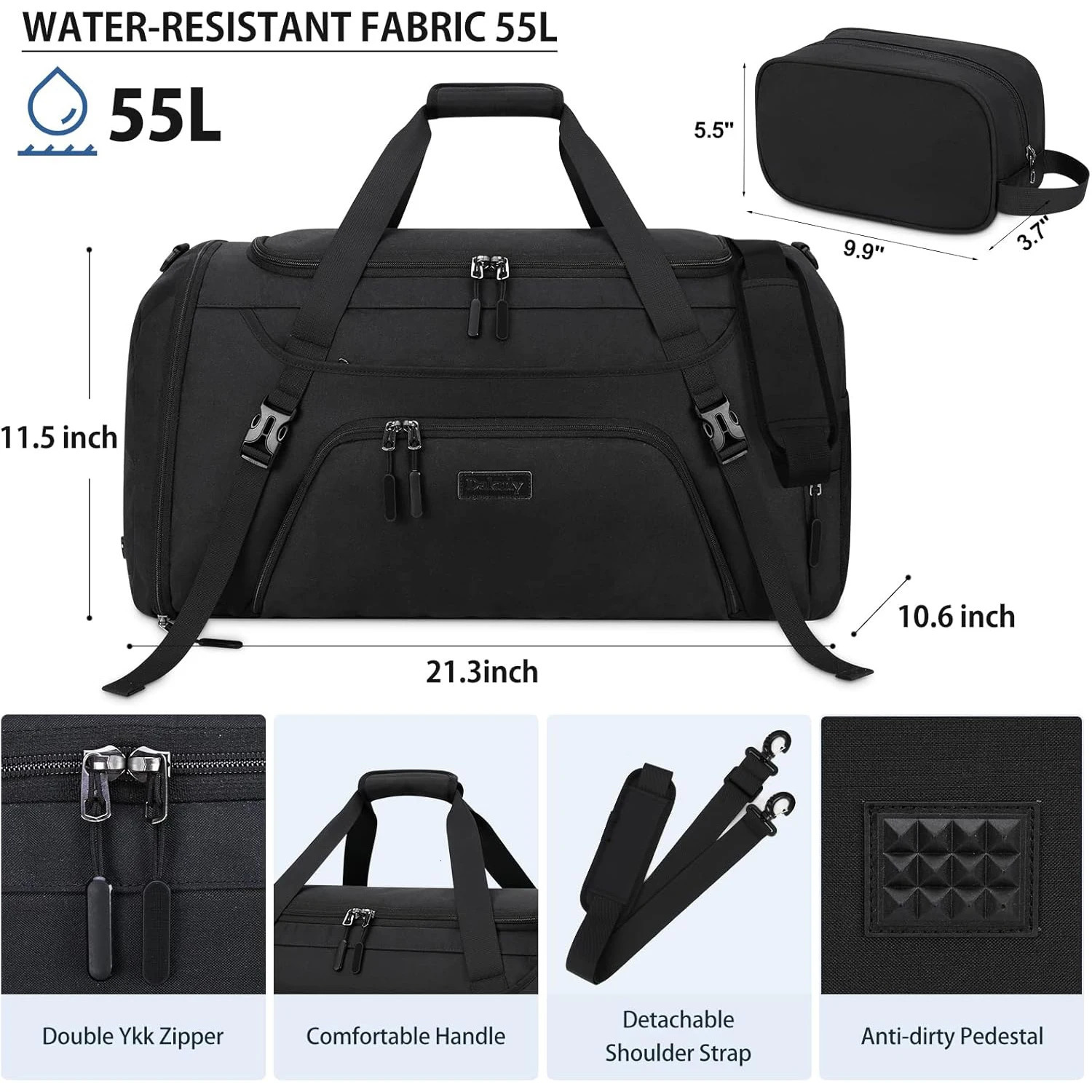 2Pcs gym luggage bag 55L waterproof sports travel with shoes company large capacity womens restroom 250311