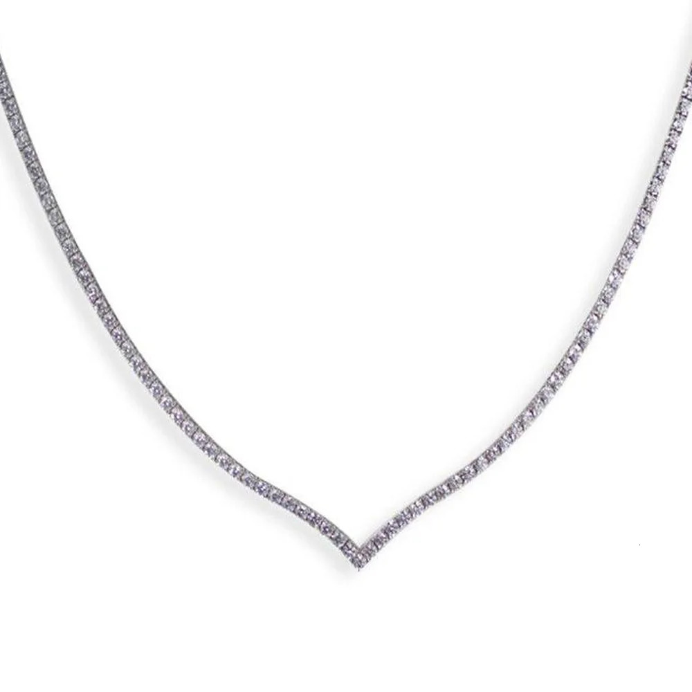 Stonefans V Shape Rhinestone Necklace Choker Wedding Accessories Fashion Jewelry Crystal Tennis Chain Necklace Statement Collar 250310