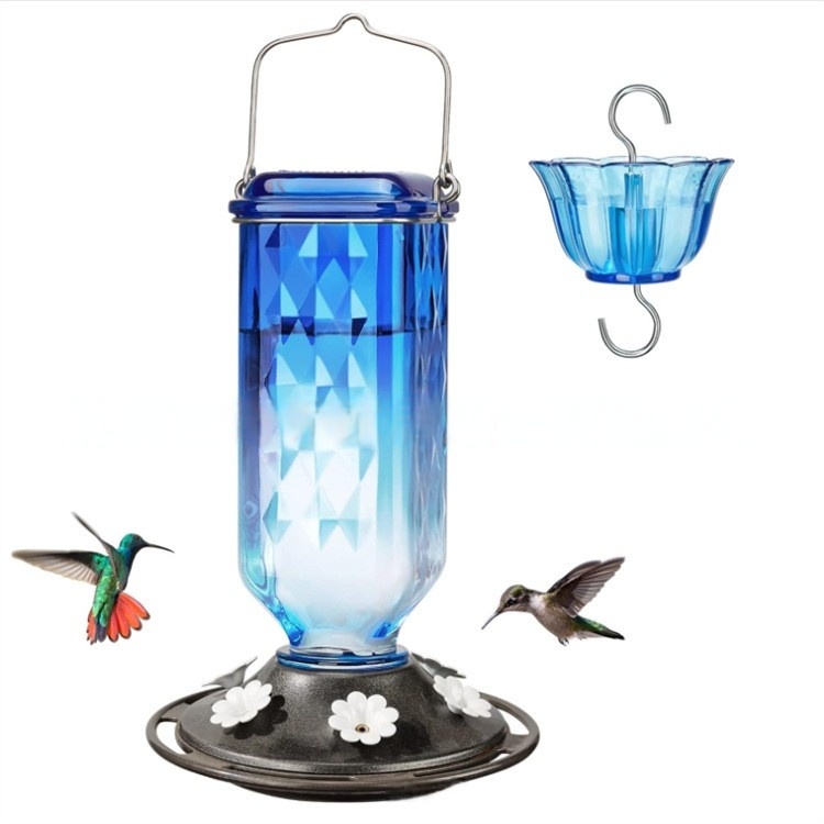 Kingsyard 24oz Glass Hummingbird Feeder for Outdoor Hanging, with Ant Moat & 6 Feeding Port, Bird Nectar Feeder for Garden decoration