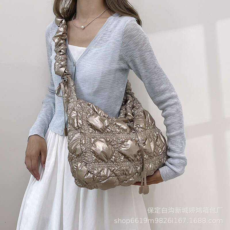 New Korean Drawstring Pleated Cloud With Fashionable Foam Down, Single Shoulder Crossbody, Hand-Held, Underarm Tote Bag B2