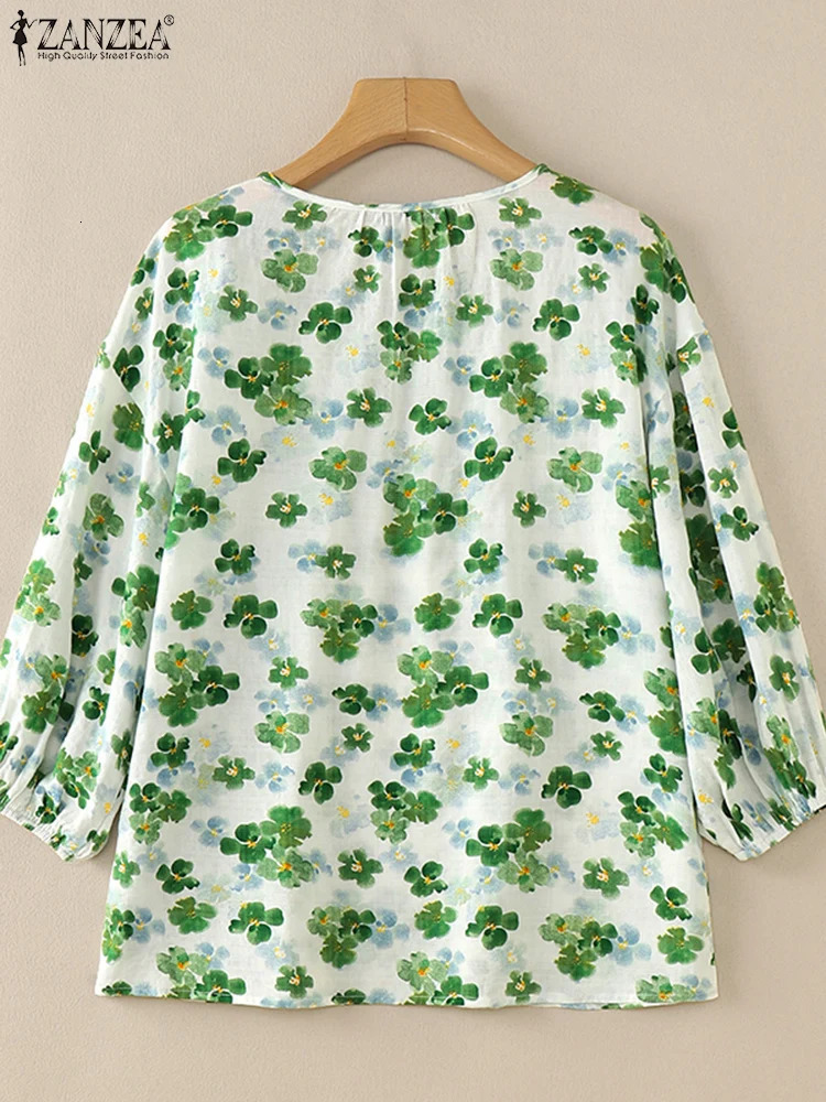ZANZEA Summer Flower Printed Shirt Womens Bohemian Tuned Top Casual Short Sleeve Blusas Loose Chemical Fashion Holiday 250311