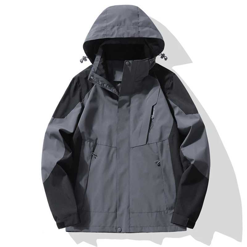Mens Charge Jacket Spring Autumn Fashion Color-Blocked Waterproof Windproof Outdoor Adventure Hooded Coat Mens Casual JacketT250311