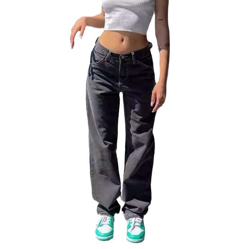 European American Women's Loose and Versatile Street Wide Leg Retro Jeans for Women 2025 New Casual Fashion Trendy Clothing