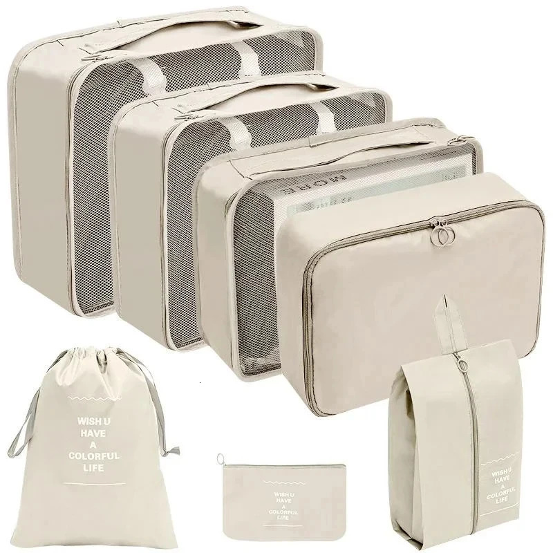 78910 Pcs Set Travel Organizer Storage Bags Suitcase Packing Cubes Set Cases Portable Luggage Clothes Shoe Tidy Pouch Folding 250311