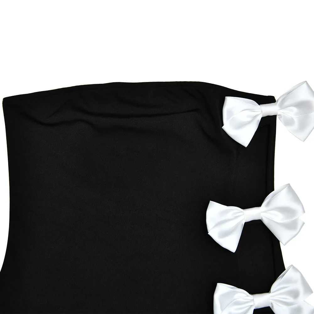 Fashion Bow Bandeau Maternity Dresses Hollow Out Sexy Baby Shower Dresses Pregnancy Photography Outfit X250224