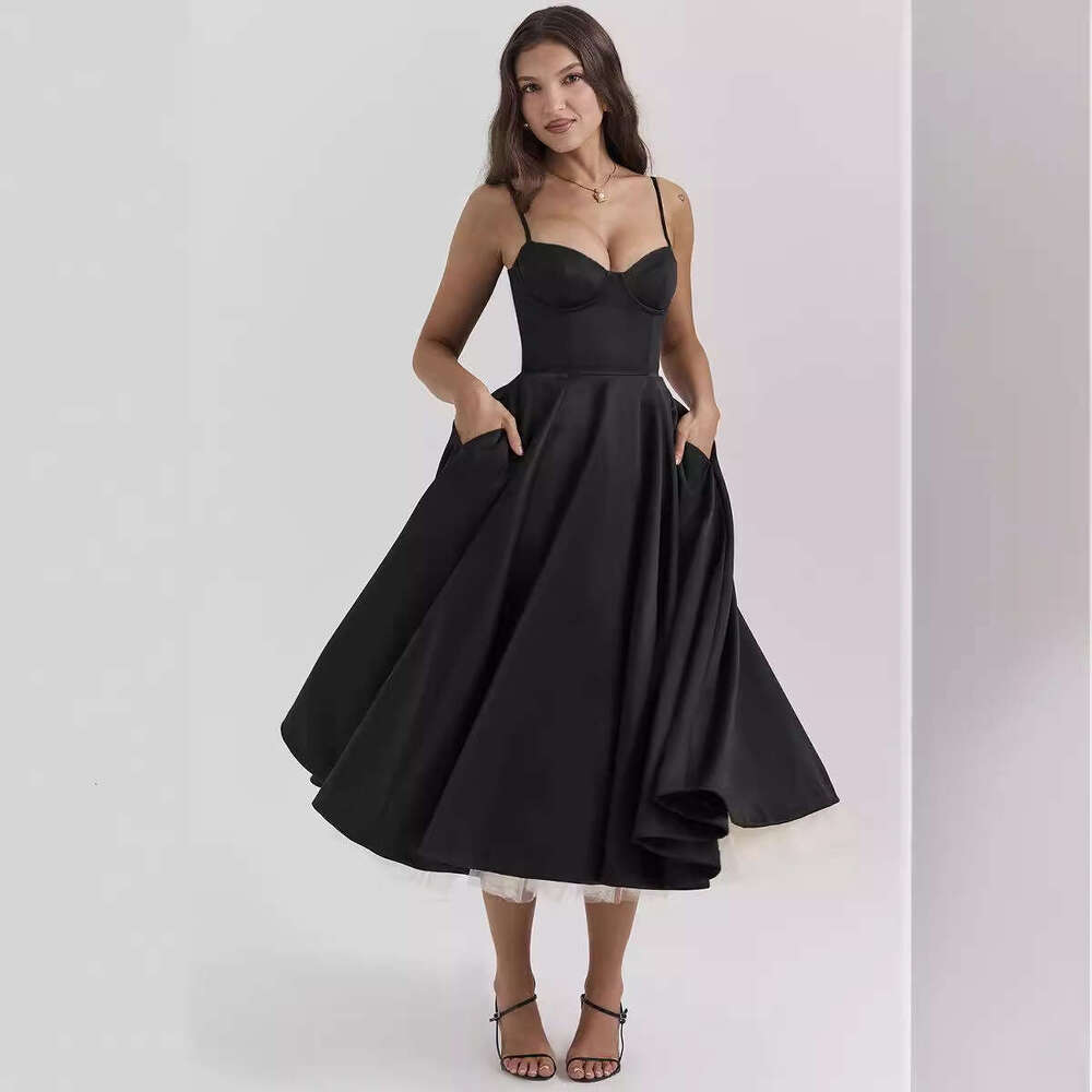 summer European and American high-end princess French mesh large swing double-layer suspender dress for women 2025 new casual fashion trend clothing