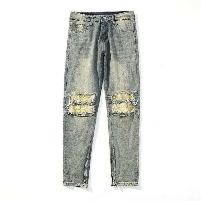 Men s Worn out Jeans For Spring And Summer 2025 Casual And Loose Fashion Designer Korean Zipper Wide Leg Beggar Work Pants Retro Pure Cotton Pants Cas