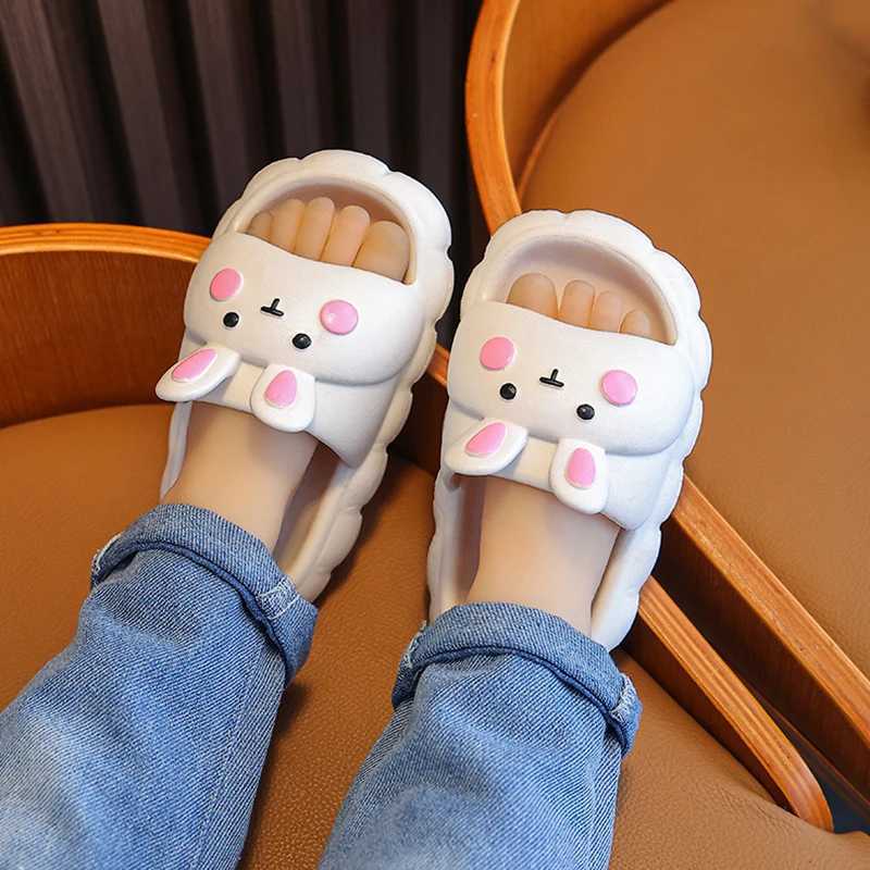 Children Slippers Cartoon Bunny Soft Sole Anti-Slip Sandals Solid Summer Boys Girls Baby Kids Cute Shoes 4-12YT250311