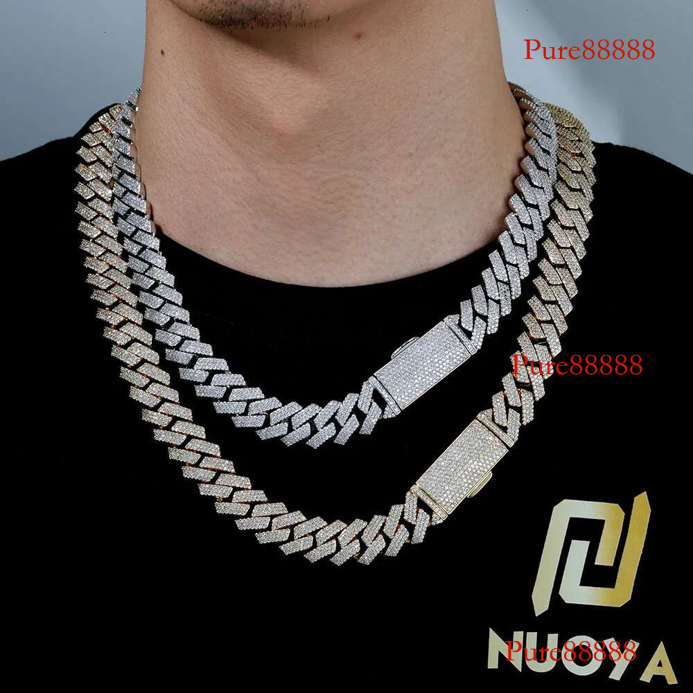 Classic Style 16mm Chunky Prong Cuban k Chain cadena de cuerpo Gold Plated Dia Necklace Hip Hop Rock Jewelry