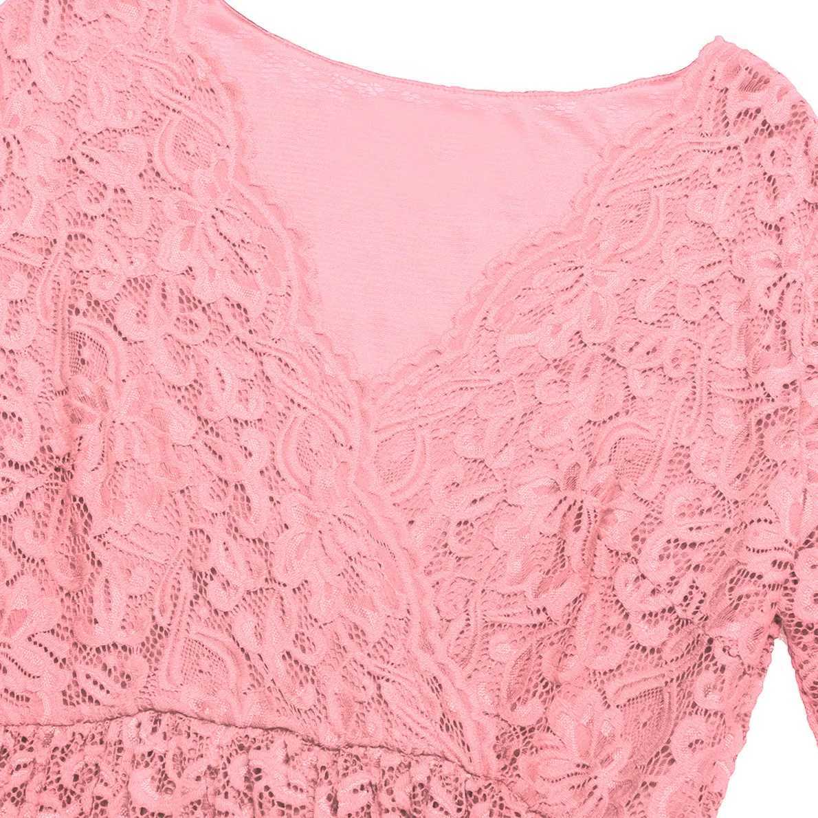 Womens Maternity Elegant Party Dress Floral Lace Overlay V Neck Half Sleeve Pregnant Photography Dresses for Wedding EveningT250311