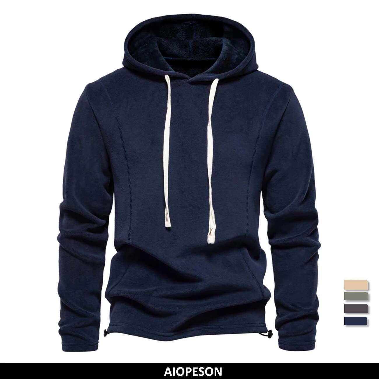 Mens Winter Solid Fleece Hoody High Quality Warm Casual Drawstring Hat Sweatshirt Soft Shell Hoodies For Men