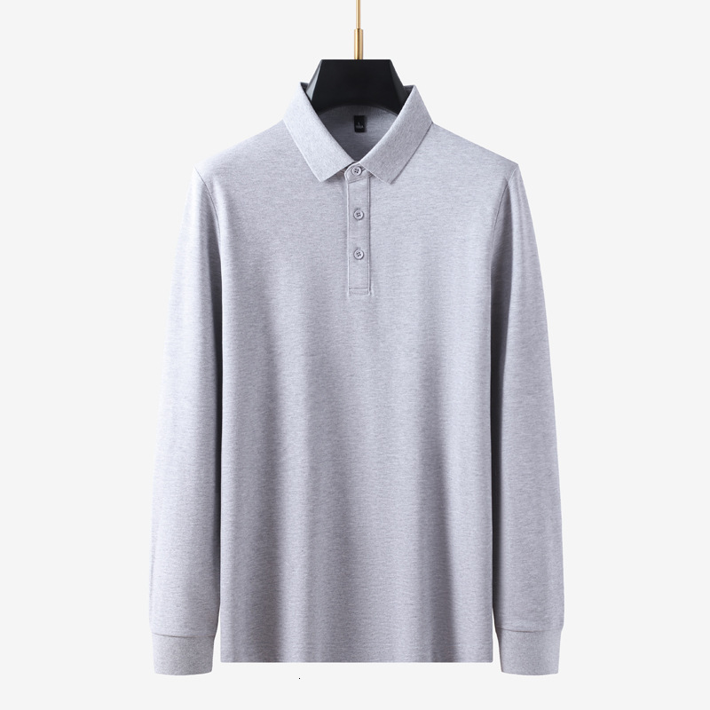 Long sleeved polo shirt for men, business and casual, solid color autumn base shirt, T-shirt, high-end feeling, lapel T-shirt tracksuit