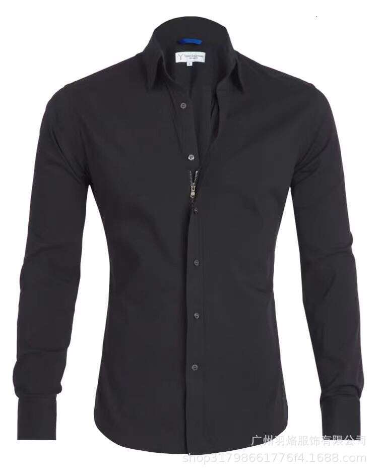 Men's Four Seasons Leisure Oxford Cloth Shirt Slimming Business Edition Anti access Zipper Design for 2025 New Casual Fashion Trendy Clothing