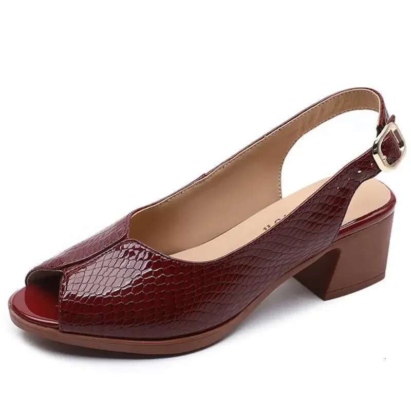 High Heel Elegant Comfort Fish Mouth Heel Plus Size Women Fashion Sandal High Heels Patent Leather Shoes Pumps