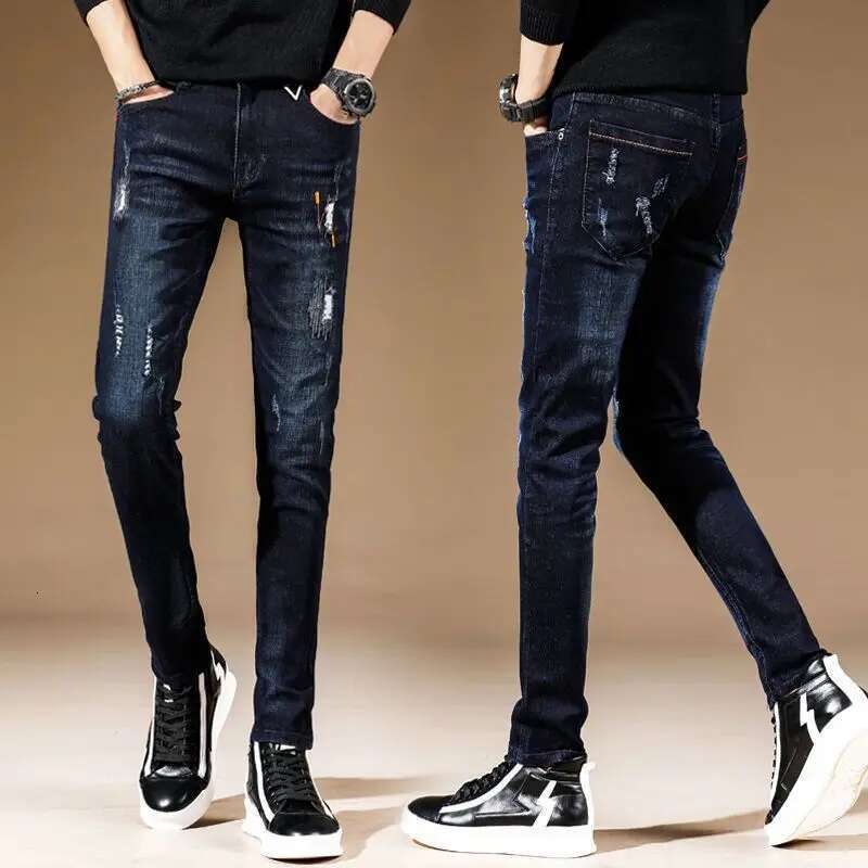 Fashion Designer Men s Tight Jeans, Snowflake Washed Elastic Casual Pants, Outdoor Sports Straight Tube Skateboarding Streetwear Summer 2025 New Items