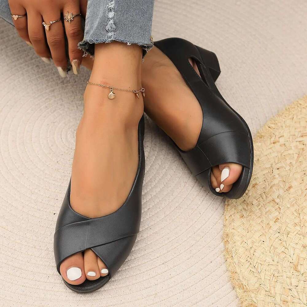 Summer New Women's PVC Sandal Bag Fish Mouth Thick With Fashion Flat Casual Single Shoes