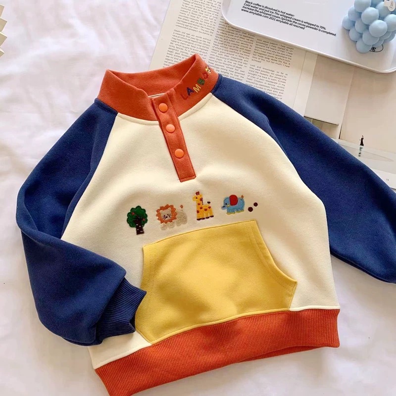 Ddmyshoesvip Children New Round Neck Hoodie Small Medium Sized Loose Top Cartoon Men S And Women S Autumn Fashion