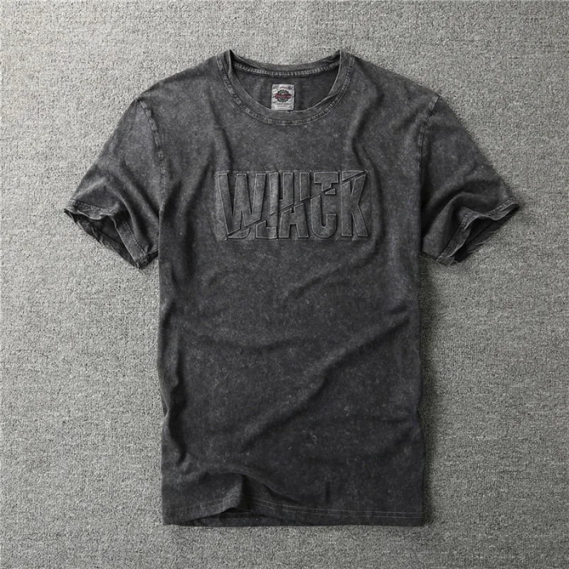 Retro heavy-duty mens T-shirt summer short sleeved personalized embossed letter pattern 24ss Y2k young mens T-shirt top 250310