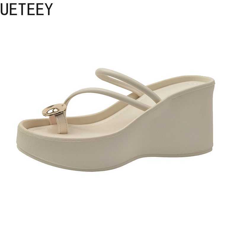 2025 Summer Platform Wedge High Heels Womens Flip up Five-clip Lace Beach Shoes Shoulder Straps Womens SlideXJ250311