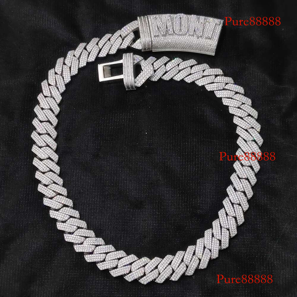 S Sterg Sier Vvs Moissanite Cuban Necklace Customized Iced Out Letter Clasp 20mm Width Mens k Chain