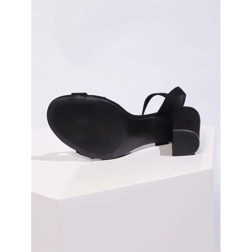 One-piece Sandals Wearing Women in The Summer of 2025, with Black Suede, Thick Heels, and High Heels for Children 2025, Suede, ,