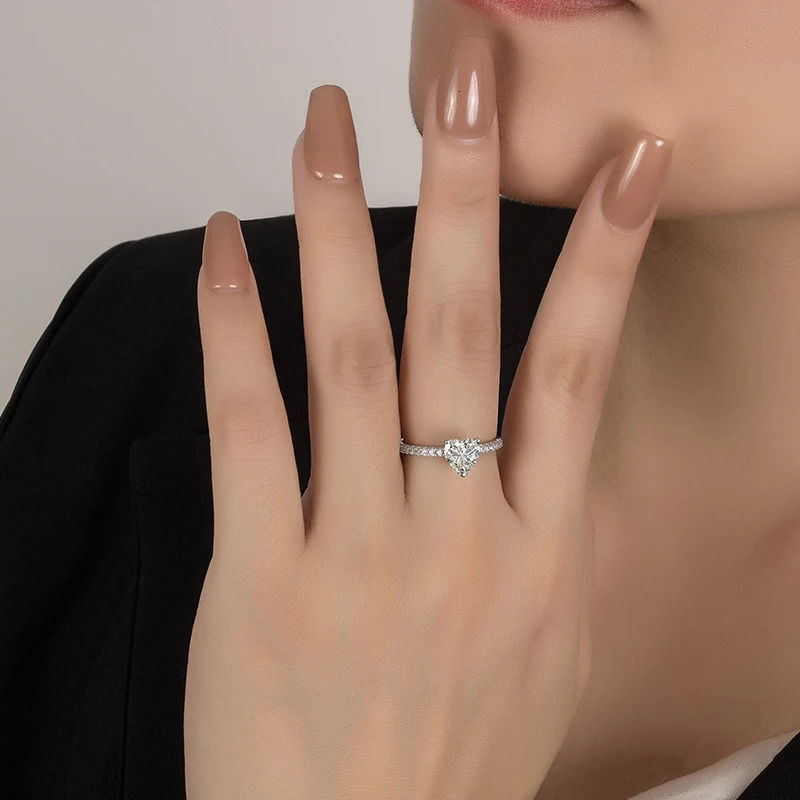 PERFANY 12CT Heart Cut Ring for Women S925 Pure Silver Shiny Laboratory Diamond Engagement y Jewelry 250213