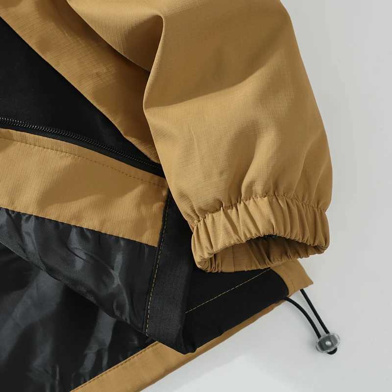CHRLCK Mens Assault Suit Hood Jacket Spring Autumn Zip Up Jackets Outdoor Windproof Coat Solid Patchwork Jacket Hiking CoatsT250311