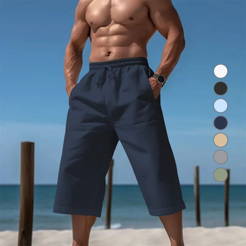 Summer selling loose and breathable cropped pants for men fashionable and casual breathable shorts 250310