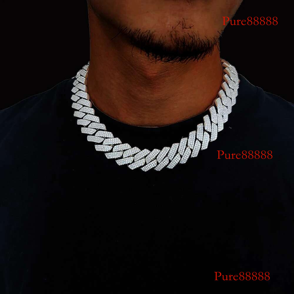 Hip Hop Jewelry 20mm Width Women Mens Heavy Strong Necklace Gold Plated Bg Iced Out CZ Prong Cuban k Chain