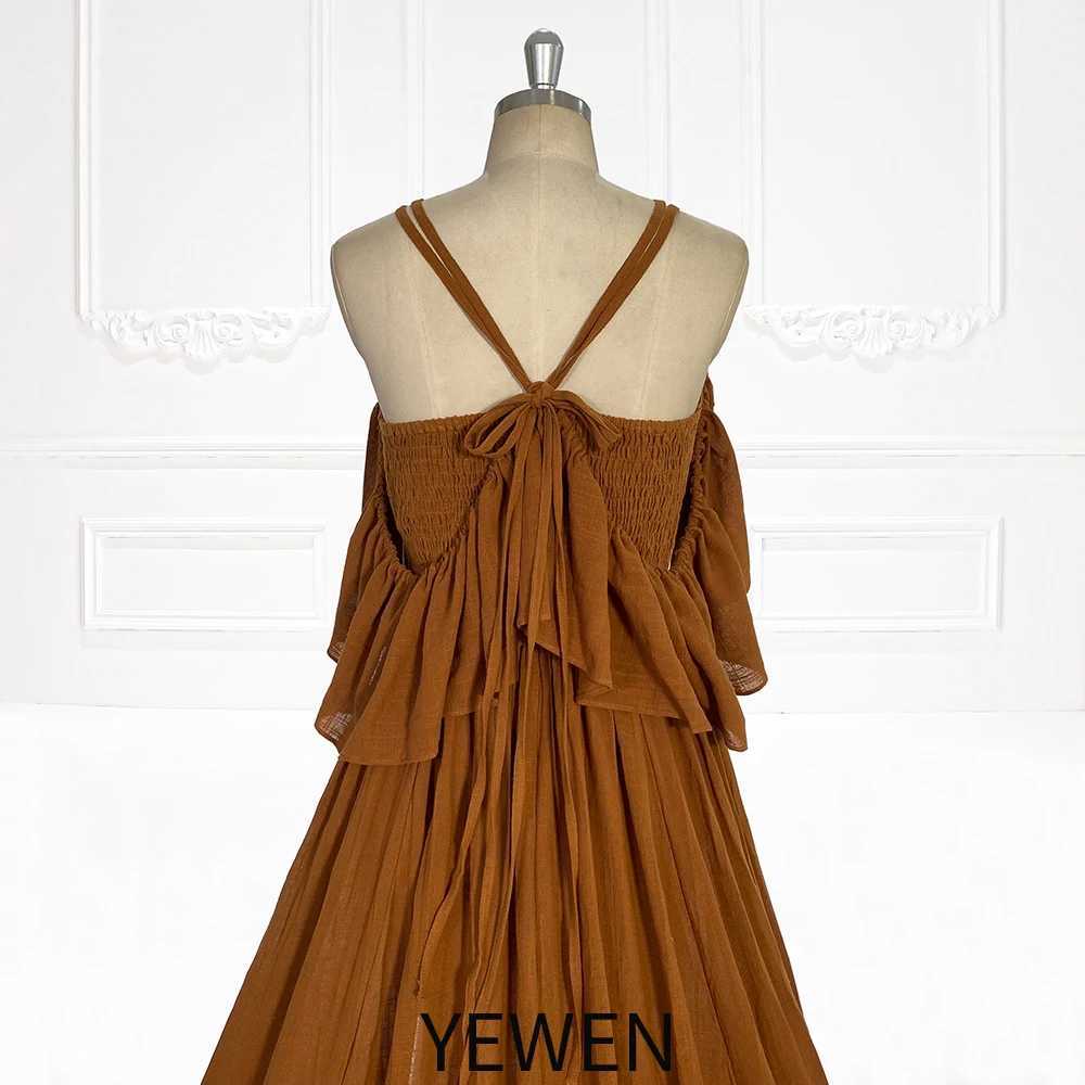 Elastic Waist Boho Beach Dress Side Slit Woman Photo Shoot Dresses Pregnancy Shooting Dress YEWEN YW231106 X250224