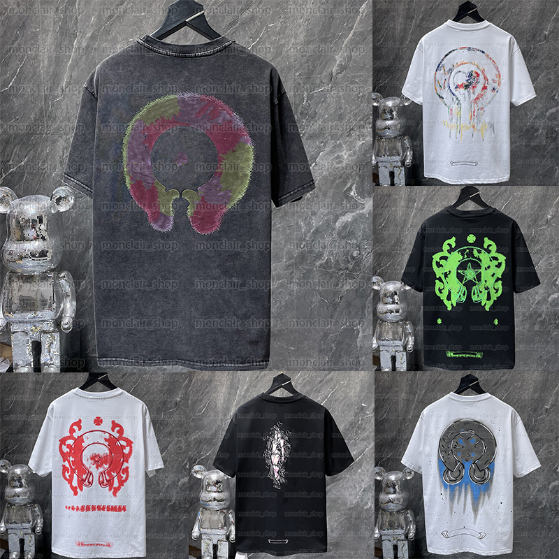 designer t shirt mens shirt chome Spray-painted round neck shirt cross cotton t shirt summer