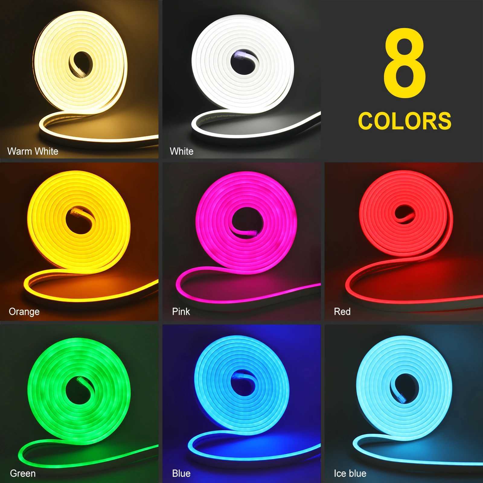 USB Neon LED Strip Light DC 5V 2835 120LEDs./ M Waterproof Flexible Neon Rope Light Red Blue White Pink Green Tape Room Backlight Z250311