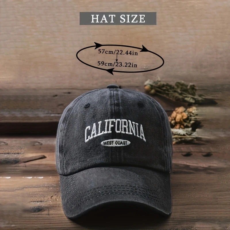 Fashionable Versatile Washed Letters Solid Color Embroidered Baseball Cap For Men Wide Brimmed Casual Sports Women 250311