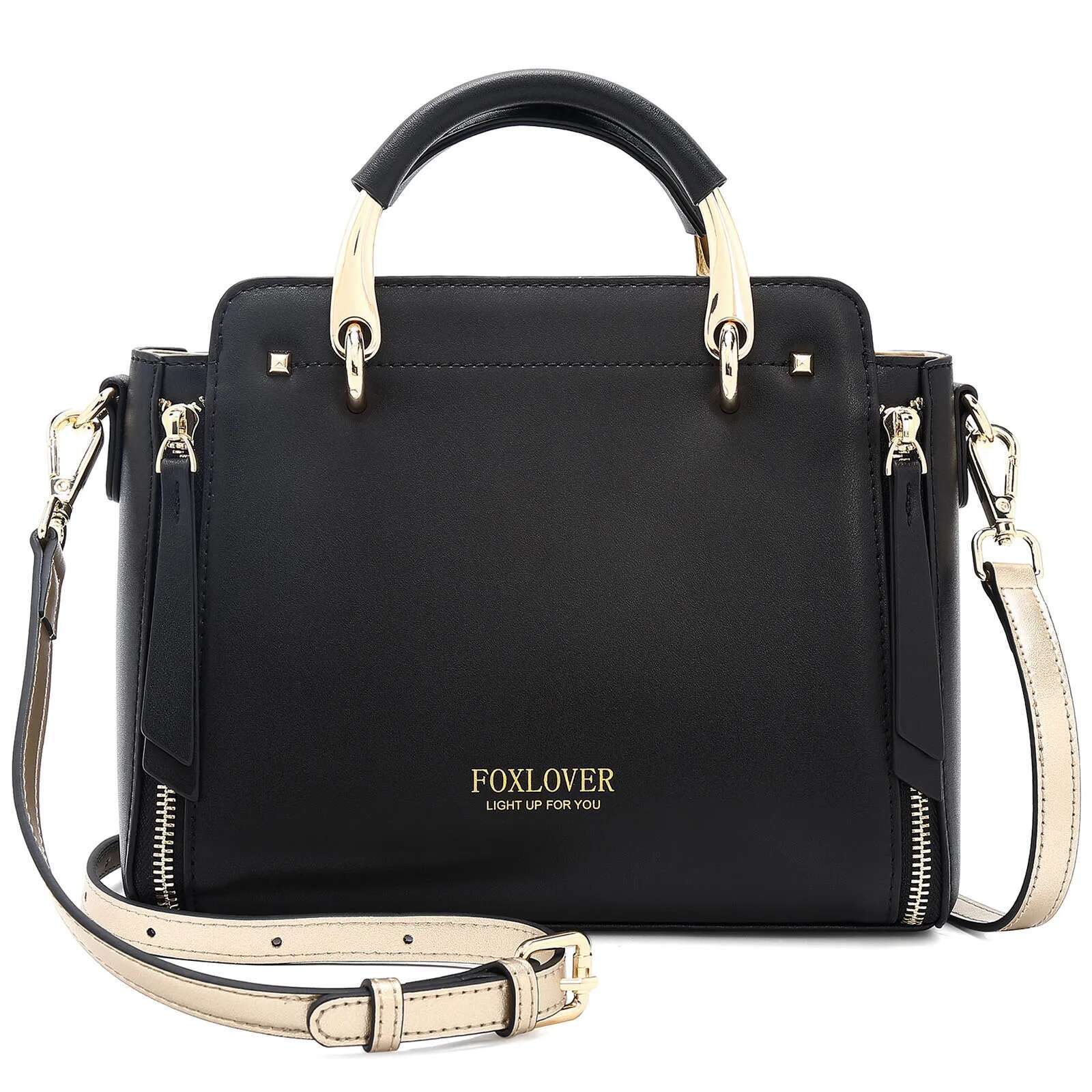 FOXER Women Crossbody Shoulder Female Split Leather Top-Handle Bag Large Capacity Handbag Stylish Messenger Simple Chic Tote