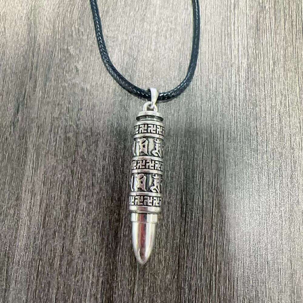Trendy Six Word Mantra, Leng Yan Curse, Bullet Head Necklace, Men's Personality, Fashion, Thai Sier Design, Jewelry and Accessories