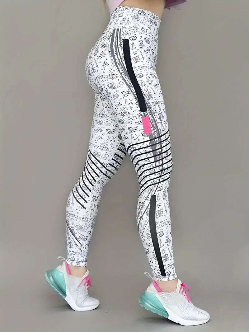 Small Icons Print Seamless Gym Yoga High Waist Booty Lifting Leggings Pants Women Clothing Fiess Wear
