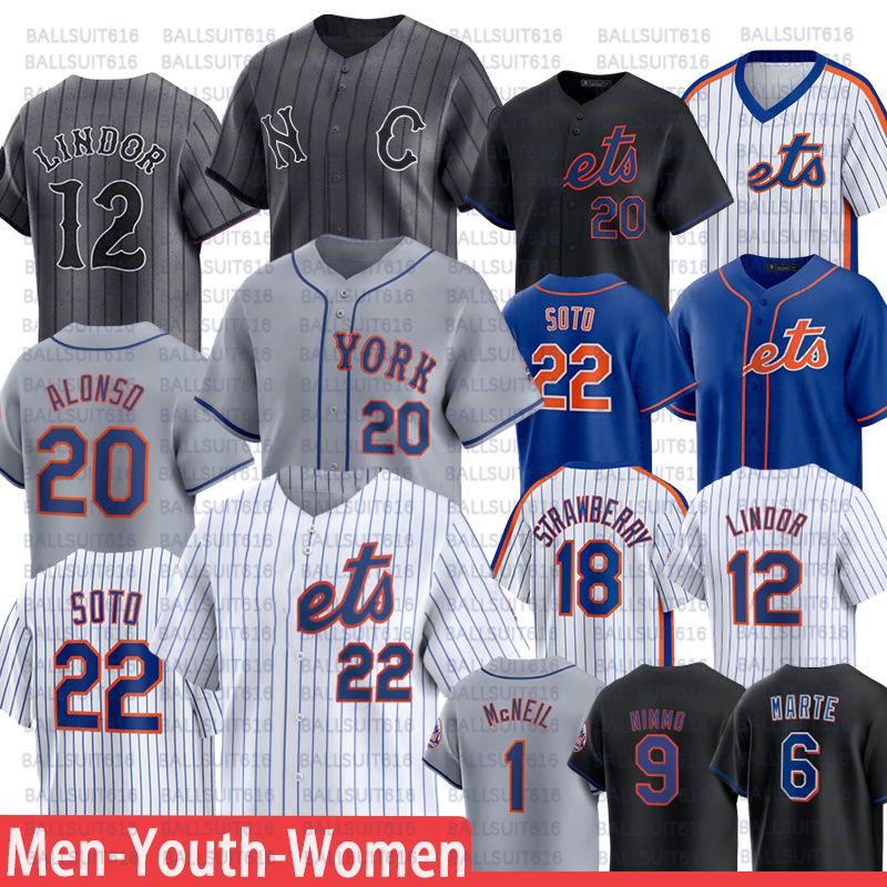 #22 Juan Soto Jersey NY Mets Jerseys #20 Alons Jersey #12 Lindor #9 nimmo #39 Diaz Jersey #34 Senga #1 McNeil #6 Marte Jersey Baseball Jerseys