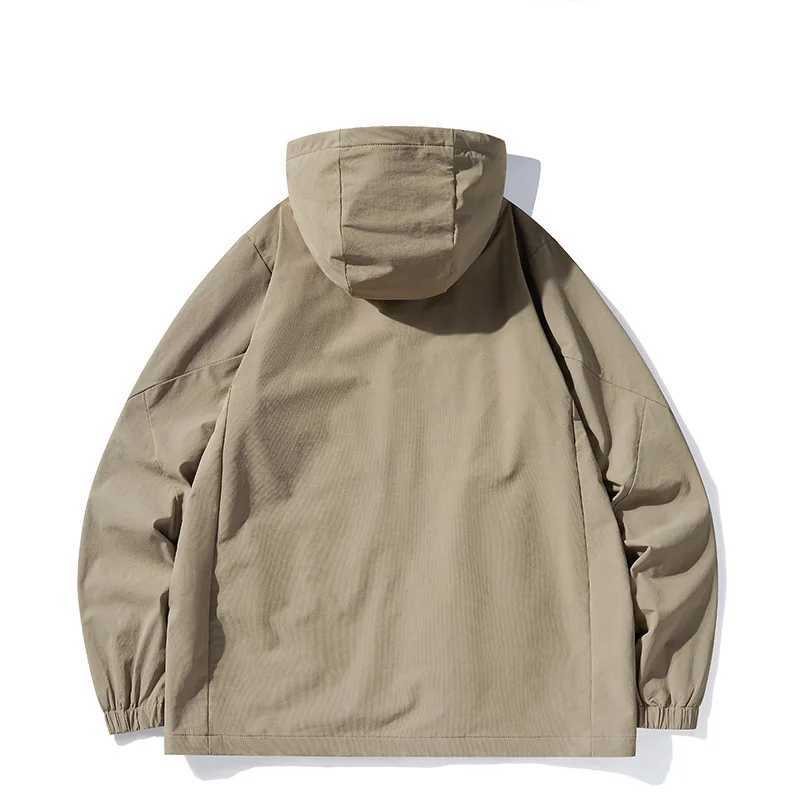 Elastic Jacket for Mens Spring and Autumn Sports and Leisure Cardigan Trendy Hooded Single Jacket Summer Thin JacketT250311