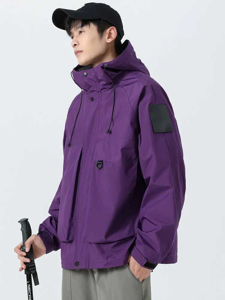 Plus Size Mens Windbreakers Hooded Casual Jacket Korean Fashion Big Pockets Oversized Outwear Windproof Jackets Loose Coat 8XLT250311