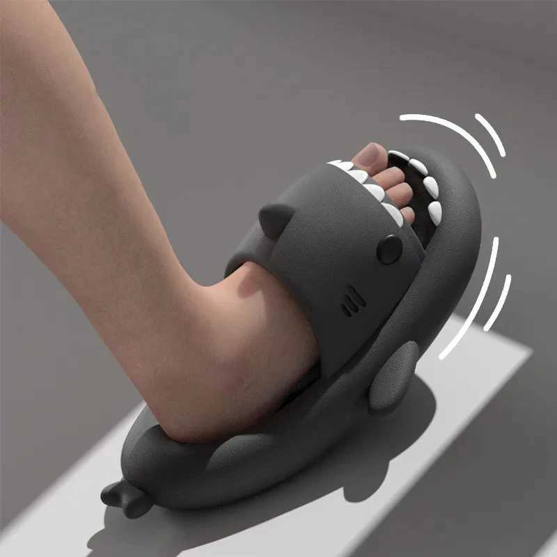 Eyriphy Shark Sandals For Kids Summer Cute Beach Shoes Children Fashion Casual Home Slides Flat Soft Sole Cozy Cartoon SlippersT250311