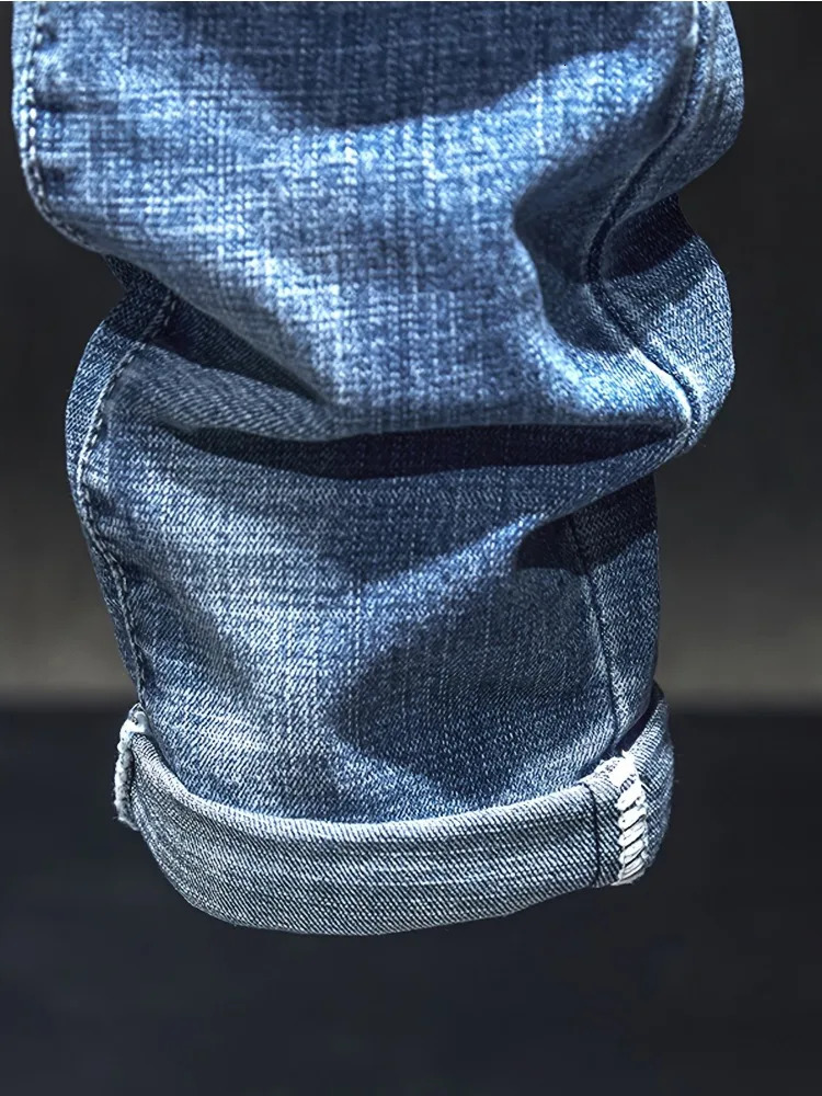 Mens Stretch Skinny Ripped Jeans Distressed Blue Denim Pants Fashion Streetwear Personality Hip Hop Trousers Male Trendy 250311