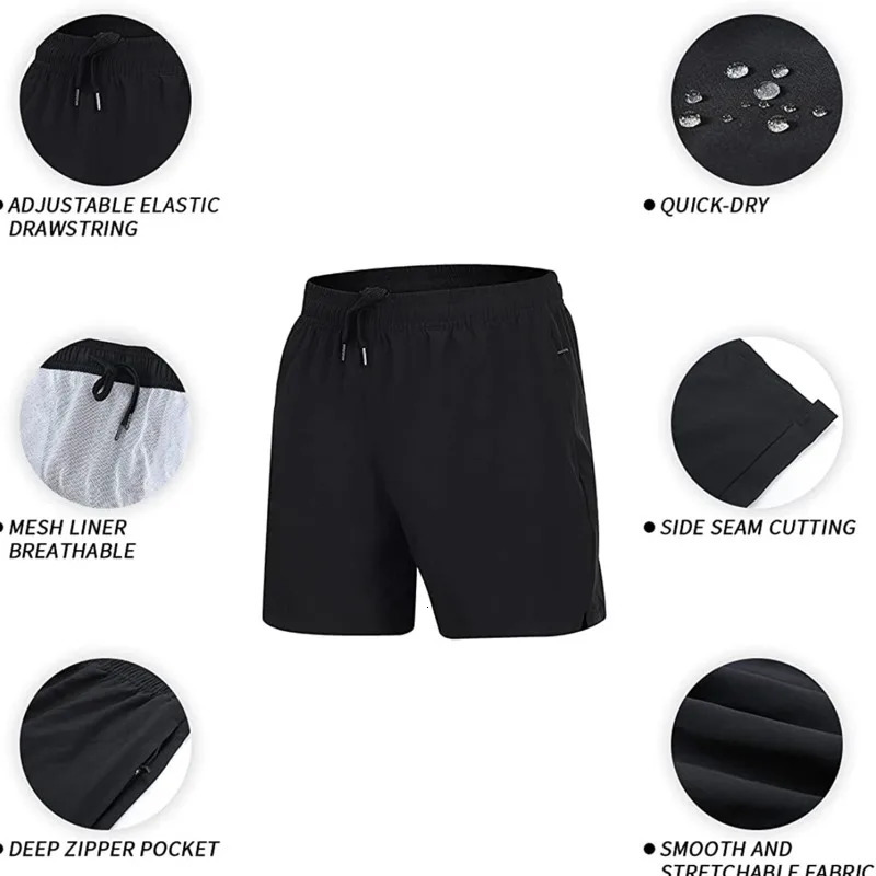 Summer Mens Swim Trunks Beach Shorts Elastic Closure Quick Dry Short Pants With Zipper Pockets 250310