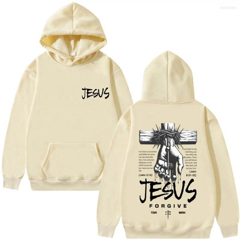 Men's Hoodies Awesome Jesus Forgive Bible Graphic Hoodie Men Women Hip Hop Fashion Retro Sweatshirt Male Casual Fleece