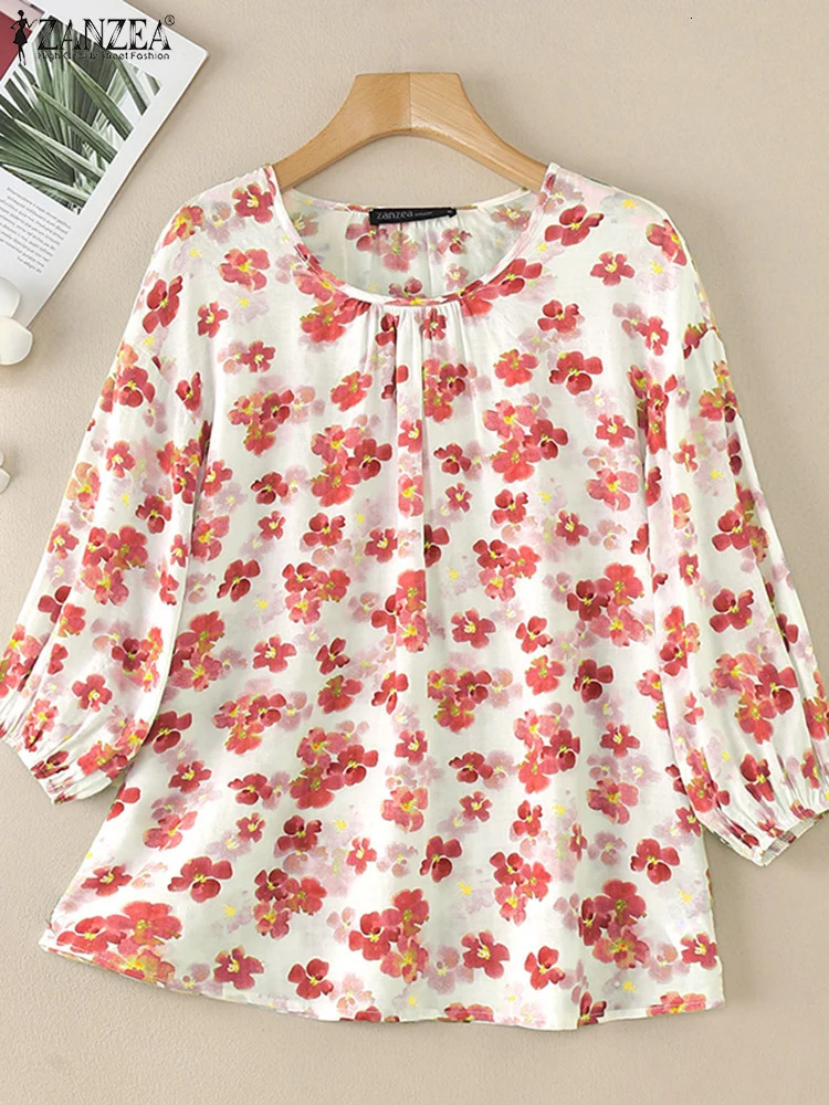 ZANZEA Summer Flower Printed Shirt Womens Bohemian Tuned Top Casual Short Sleeve Blusas Loose Chemical Fashion Holiday 250311