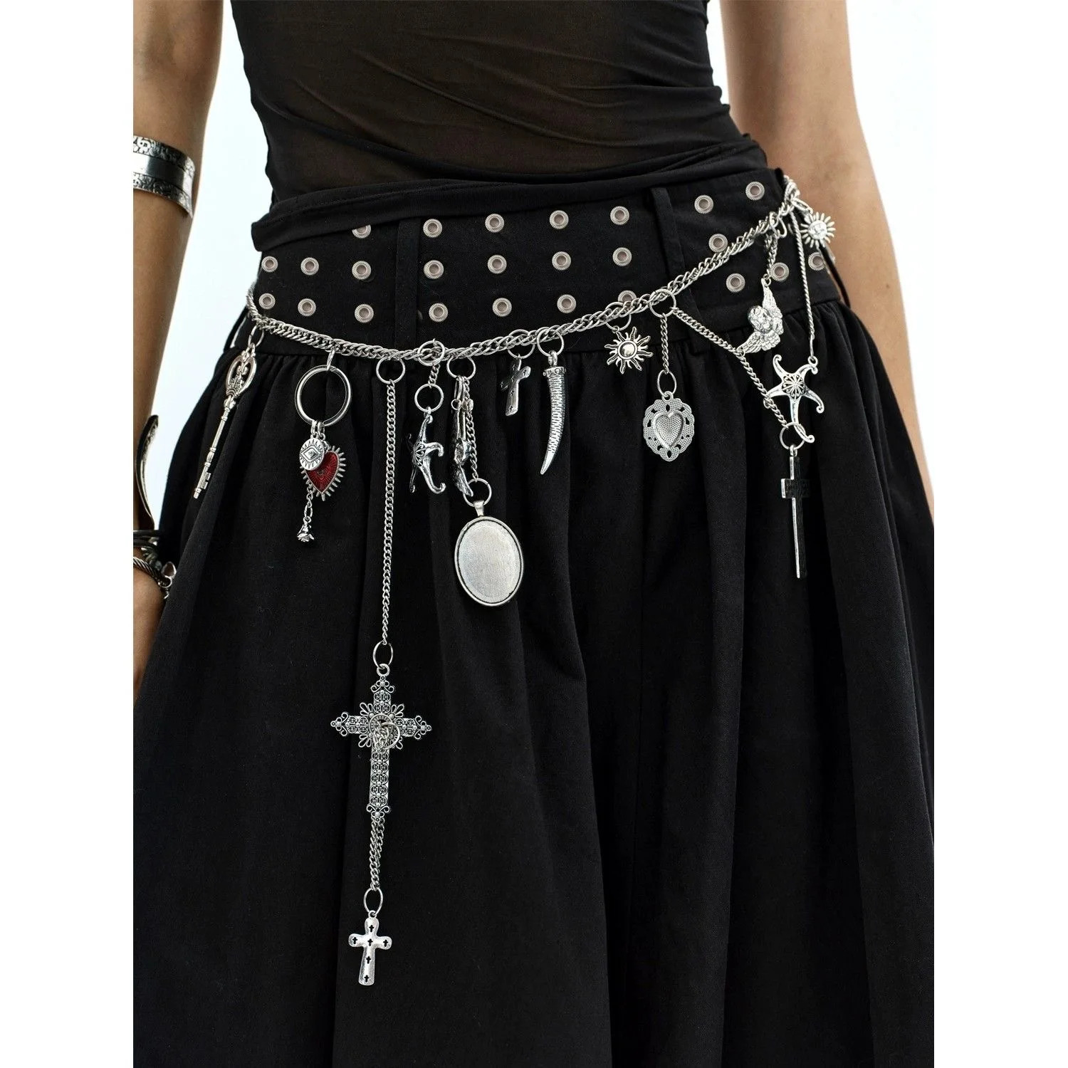 Handmade Punk Style Waist Chain with Multiple Elements and Versatile Pendants 250303