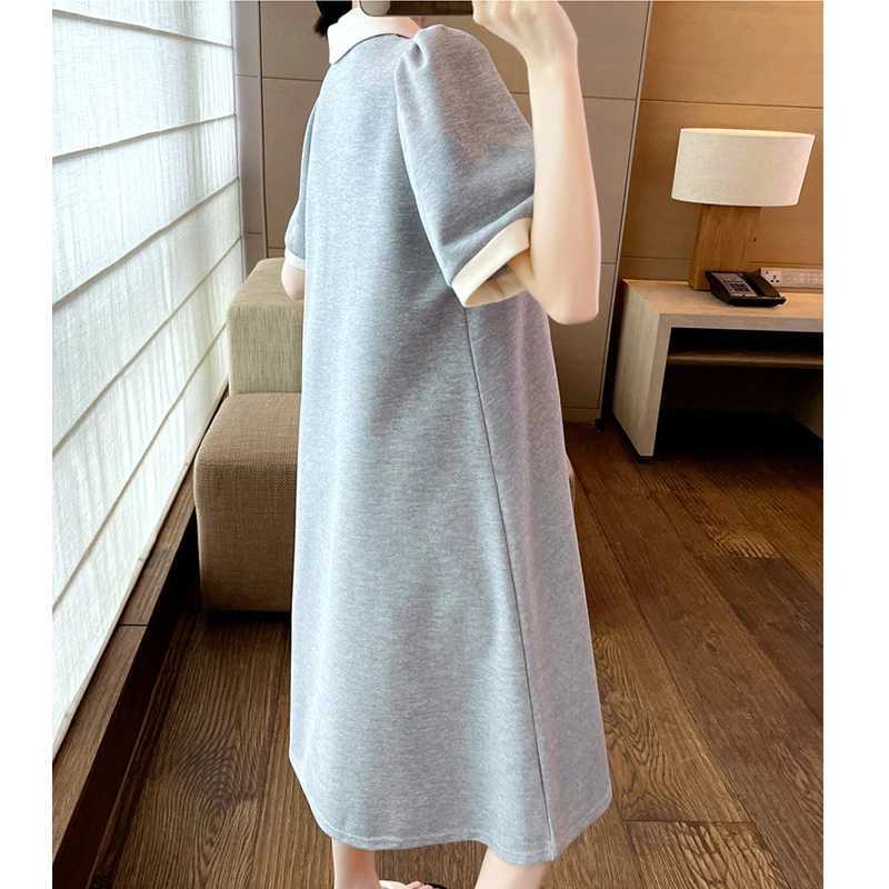 Autumn Korean Fashion Maternity Long Dress Elegant Ruffle O Neck A Line Clothes for Pregnant Women Pregnancy ClothingT250311