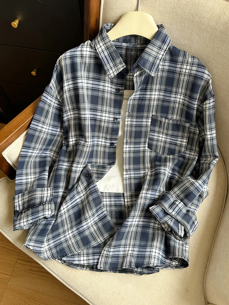 Red Plaid Shirt for Women Teengirl Button Down Long Sleeve Collared Check Jacket Casual Fall Winter Christmas Outfit 250310
